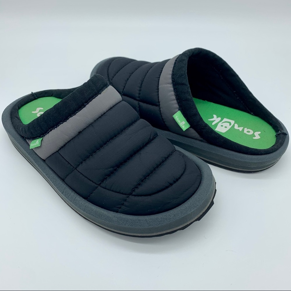 Sanuk Boys Lil Puffer Mules Black Gray Size 2